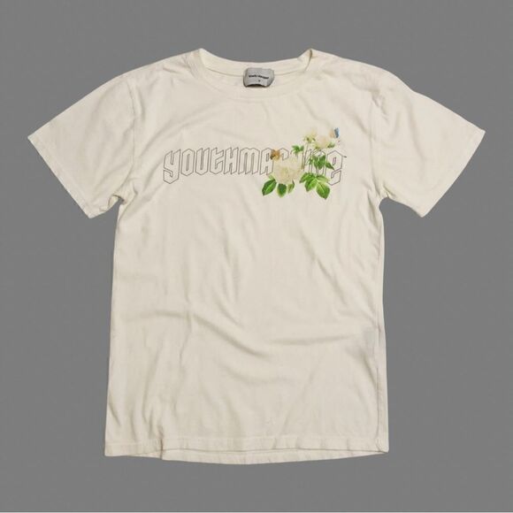 Youth Machine White Floral Butterfly Tee (M) - Picture 1 of 1